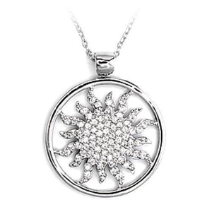 6X324 - High-Polished 925 Sterling Silver Chain Pendant with AAA Grade CZ  in Clear