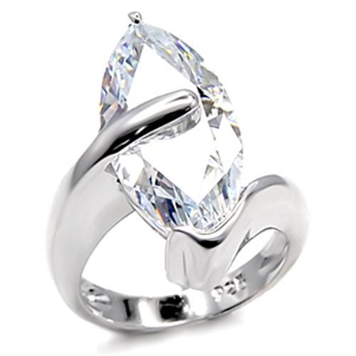 6X516 - Rhodium 925 Sterling Silver Ring with AAA Grade CZ  in Clear