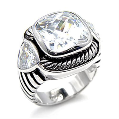 6X522 - Rhodium 925 Sterling Silver Ring with AAA Grade CZ  in Clear