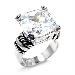 6X526 - Rhodium 925 Sterling Silver Ring with AAA Grade CZ  in Clear
