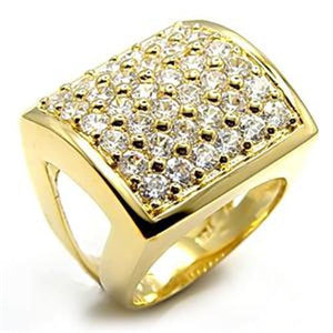 7X003 - Gold Brass Ring with AAA Grade CZ  in Clear