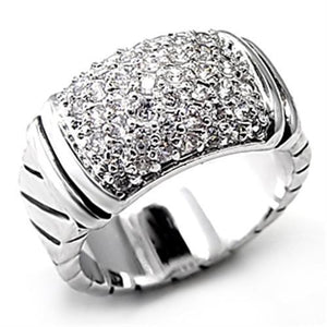 7X080 - Rhodium Brass Ring with AAA Grade CZ  in Clear