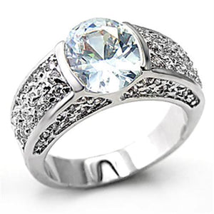 7X130 Rhodium Brass Ring with AAA Grade CZ in Clear