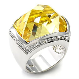 7X154 - Rhodium 925 Sterling Silver Ring with AAA Grade CZ  in Citrine Yellow