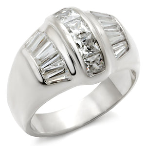 7X159 - Rhodium 925 Sterling Silver Ring with AAA Grade CZ  in Clear