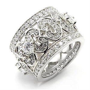 7X182 - Rhodium 925 Sterling Silver Ring with AAA Grade CZ  in Clear