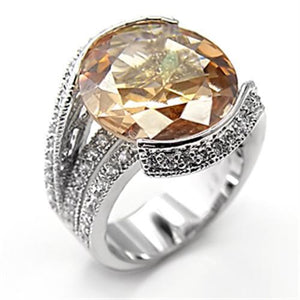 7X192 - Rhodium 925 Sterling Silver Ring with AAA Grade CZ  in Champagne