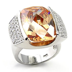 7X194 - Rhodium 925 Sterling Silver Ring with AAA Grade CZ  in Champagne