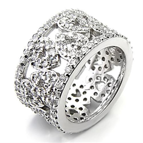 7X199 - Rhodium 925 Sterling Silver Ring with AAA Grade CZ  in Clear