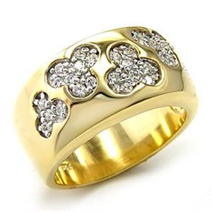 7X205 - Gold+Rhodium 925 Sterling Silver Ring with AAA Grade CZ  in Clear