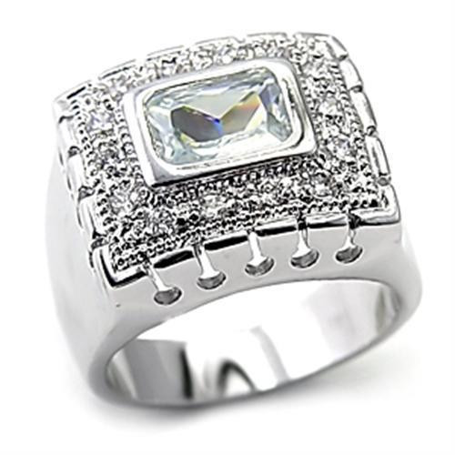 7X218 - Rhodium 925 Sterling Silver Ring with AAA Grade CZ  in Clear