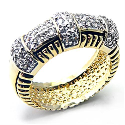 7X226 - Gold+Rhodium 925 Sterling Silver Ring with AAA Grade CZ  in Clear