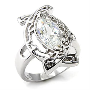 7X233 - Rhodium 925 Sterling Silver Ring with AAA Grade CZ  in Clear