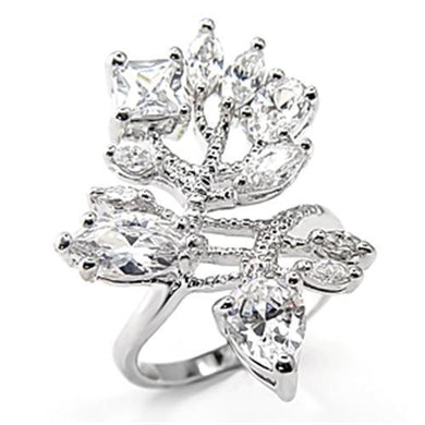 7X241 - Rhodium 925 Sterling Silver Ring with AAA Grade CZ  in Clear