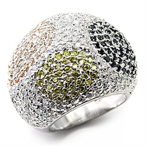 7X252 - High-Polished 925 Sterling Silver Ring with AAA Grade CZ  in Jet