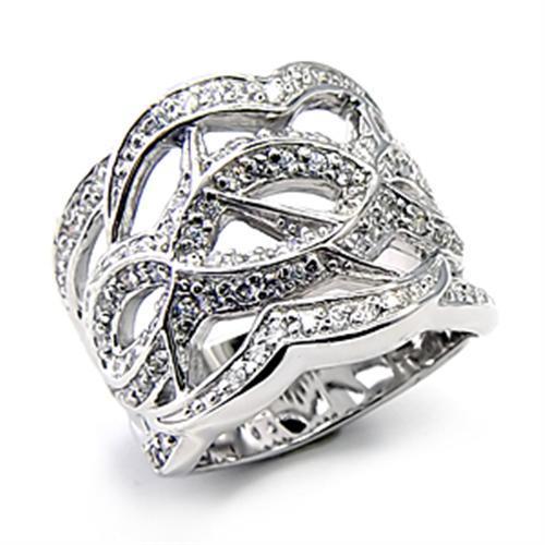 7X268 - High-Polished 925 Sterling Silver Ring with AAA Grade CZ  in Clear