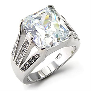7X291 - Rhodium 925 Sterling Silver Ring with AAA Grade CZ  in Clear