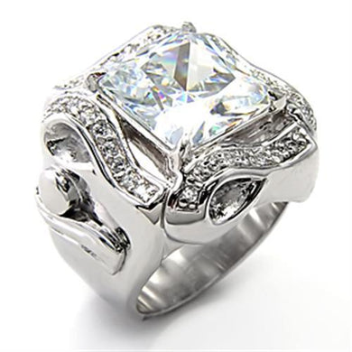 7X317 Rhodium 925 Sterling Silver Ring with AAA Grade CZ in Clear