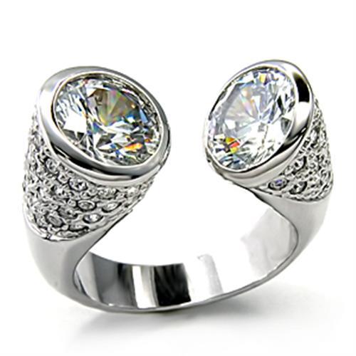 7X329 Rhodium Brass Ring with AAA Grade CZ in Clear