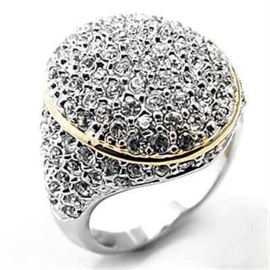 7X348 - Reverse Two-Tone Brass Ring with Top Grade Crystal  in Clear