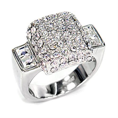 7X384 - Rhodium 925 Sterling Silver Ring with Top Grade Crystal  in Clear