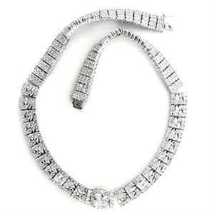 7X410 - Rhodium Brass Necklace with AAA Grade CZ  in Clear