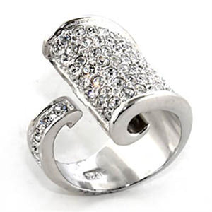 7X428 - Rhodium 925 Sterling Silver Ring with Top Grade Crystal  in Clear