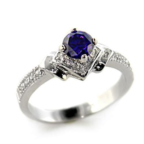 8X006 - Rhodium 925 Sterling Silver Ring with AAA Grade CZ  in Tanzanite