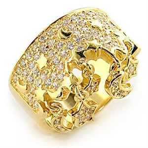8X014 - Gold 925 Sterling Silver Ring with AAA Grade CZ  in Clear