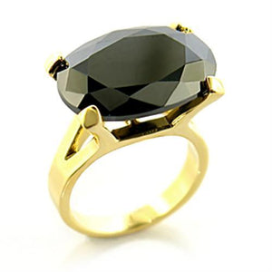 8X100 - Gold Brass Ring with AAA Grade CZ  in Jet