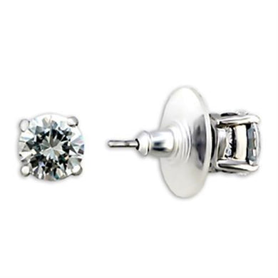 8X163 - Rhodium Brass Earrings with AAA Grade CZ  in Clear