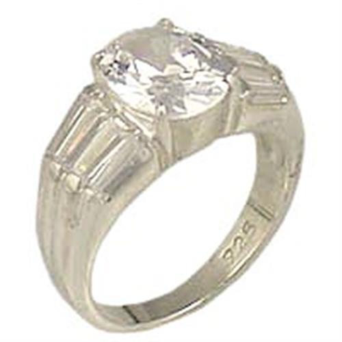 9B035 - High-Polished 925 Sterling Silver Ring with AAA Grade CZ  in Clear