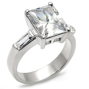 9D432 - High-Polished 925 Sterling Silver Ring with AAA Grade CZ  in Clear