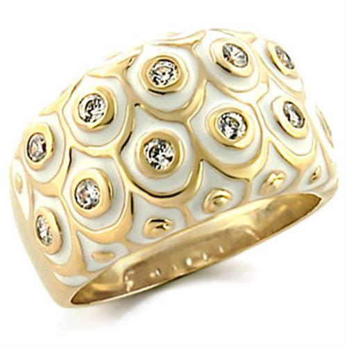 9W164 - Gold Brass Ring with AAA Grade CZ  in Clear