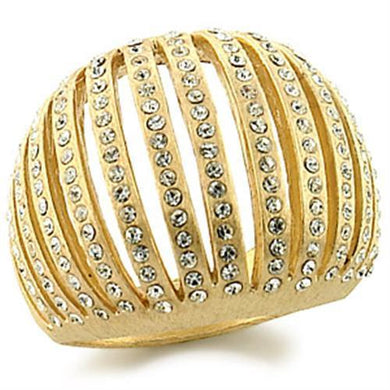 9W174 - Gold Brass Ring with Top Grade Crystal  in Clear
