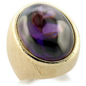 9W186 - Gold Brass Ring with AAA Grade CZ  in Amethyst