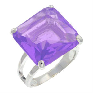 9X030 - High-Polished 925 Sterling Silver Ring with AAA Grade CZ  in Amethyst