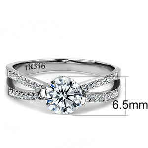 DA002 - High polished (no plating) Stainless Steel Ring with AAA Grade CZ  in Clear