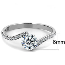 Load image into Gallery viewer, DA006 - High polished (no plating) Stainless Steel Ring with AAA Grade CZ  in Clear