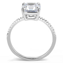 Load image into Gallery viewer, DA008 - High polished (no plating) Stainless Steel Ring with Cubic  in Clear