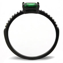 Load image into Gallery viewer, DA010 - IP Black(Ion Plating) Stainless Steel Ring with AAA Grade CZ  in Emerald