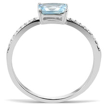 Load image into Gallery viewer, DA011 - High polished (no plating) Stainless Steel Ring with AAA Grade CZ  in Sea Blue