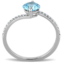 Load image into Gallery viewer, DA014 - High polished (no plating) Stainless Steel Ring with AAA Grade CZ  in Sea Blue