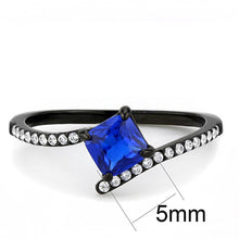 Load image into Gallery viewer, DA016 - IP Black(Ion Plating) Stainless Steel Ring with Synthetic Spinel in London Blue