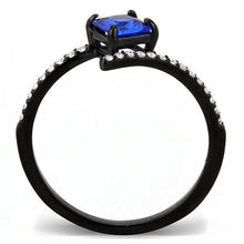 Load image into Gallery viewer, DA016 - IP Black(Ion Plating) Stainless Steel Ring with Synthetic Spinel in London Blue