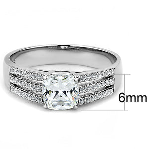 DA020 - High polished (no plating) Stainless Steel Ring with Cubic  in Clear