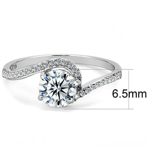DA023 - High polished (no plating) Stainless Steel Ring with AAA Grade CZ  in Clear