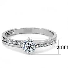 Load image into Gallery viewer, DA025 - High polished (no plating) Stainless Steel Ring with AAA Grade CZ  in Clear
