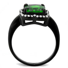 Load image into Gallery viewer, DA029 - IP Black(Ion Plating) Stainless Steel Ring with AAA Grade CZ  in Emerald