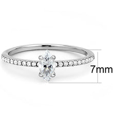 Load image into Gallery viewer, DA031 - High polished (no plating) Stainless Steel Ring with Cubic  in Clear